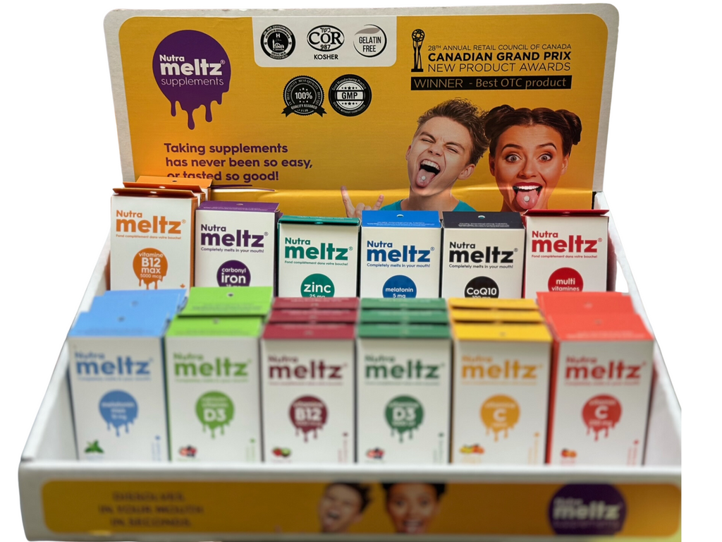 Free Stand with 36 Meltz assorted Packages (3 of Each)